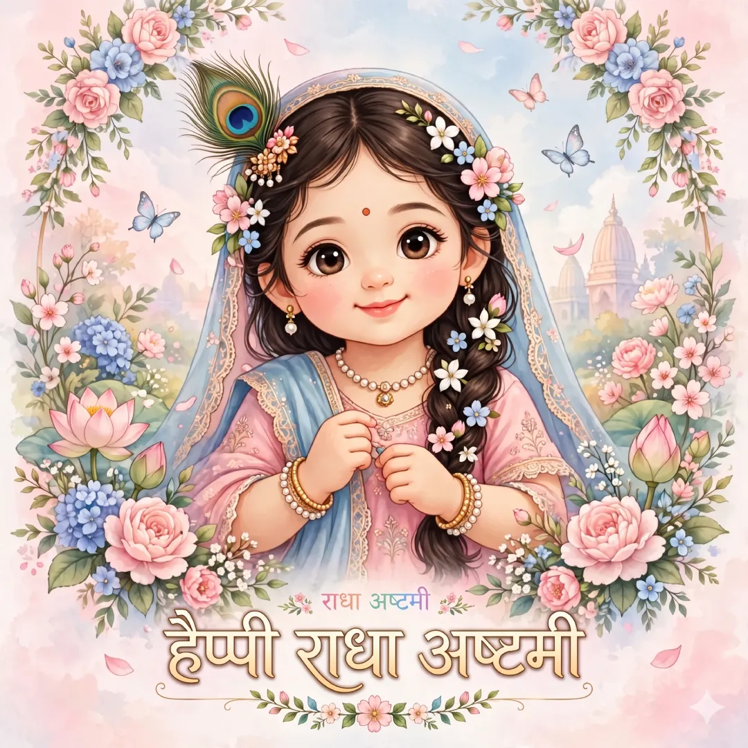 Floral Frame Cute Radha